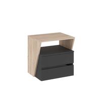 Komto Table de Chevet - Petite Table de Nuit avec Tiroirs, Meuble Design pour Chambre Adulte ou Enfant | Bedside Shift Anthracite/Chêne Sonoma 50L x 40P x 50H cm