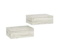 Komto Table de Chevet Suspendue Lot de 2 Chêne Blanc - Table de Nuit Murale avec Tiroir, Idéal Chambre | Monaco 46 x 30 x 15 cm