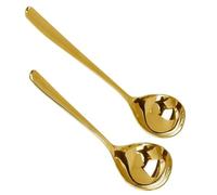 KOMUNJ Lot de 2 couverts à salade, louche à soupe, cuillères à sauce, louche en acier inoxydable, cuillères à sauce pour hôtel, maison, restaurant, cuisine (doré), bxgsz-j-2