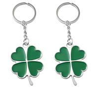 KOMUNJ Lot de 2 porte-clés porte-bonheur, trèfle à quatre feuilles, en métal, pendentif trèfle à quatre feuilles, cadeau pour étude, bonne chance, examen, accessoires de sac d'école