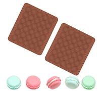KOMUNJ Lot de 2 tapis de cuisson en silicone pour macarons - 30 cavités - Anti-adhésif - Moule à chocolat, chocolat, chocolat, 28 x 25 cm