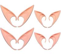 KOMUNJ Lot de 4 paires d'oreilles d'elfe en latex - Oreilles pointues - Pour Halloween, cosplay, carnaval, fête, carnaval, fête - Accessoires de jeu de rôle - Accessoires de streaming en direct
