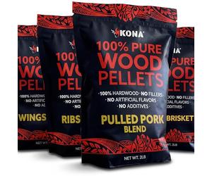 Kona Lot de 4 sacs refermables de 0,9 kg pour poitrine de granulés de bois, côtes, ailes et mélange de porc effiloché pour barbecue en plein air Ninja Woodfire