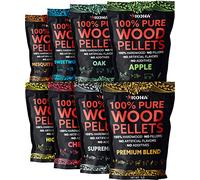 Kona Lot de 8 sachets de granulés de bois de 0,5 kg pour barbecue d'extérieur Ninja Woodfire, four à bois et fumoir, sacs refermables