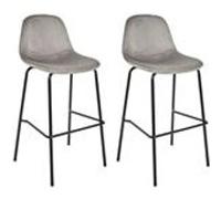 KONAE - Lot de 2 Tabourets de Bar en Velours Côtelé Gris - Altobuy Gris G