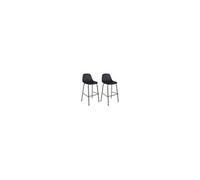 KONAE - Lot de 2 Tabourets de Bar en Velours Côtelé Noir -
