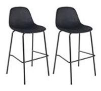 KONAE - Lot de 2 Tabourets de Bar en Velours Côtelé Noir - Altobuy Noir G