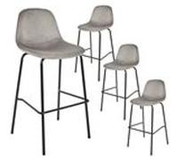 KONAE - Lot de 4 Tabourets de Bar en Velours Côtelé Gris - Altobuy Gris G