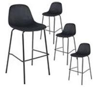 KONAE - Lot de 4 Tabourets de Bar en Velours Côtelé Noir - Altobuy Noir G