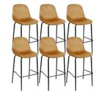 KONAE - Lot de 6 Tabourets de Bar en Velours Côtelé Ocre - Altobuy Orange G