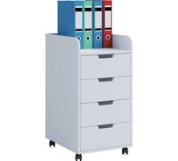 Konal Maxi Commode de rangement d'archives, 1 plateau et 4 tiroirs, blanc.