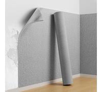 Koncey Papier Peint Autocollant, 6 MM Rouleau Isolant Thermique, Revetement Mural Imperméable, Autocollant Mural Anti-Froid Texture Lin pour Salon Chambre(Gris,50 x 500 CM)