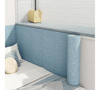 Koncey Papier Peint Autocollant 65 x 280 CM Lin de Tissu Texturé Revetement Mural Adhesif pour Le Salon Chambre à Coucher 4 MM Thermique Panneaux Muraux Rembourrés Anti-Collision(Bleu)