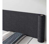 Koncey Papier Peint Autocollant 65 x 280 CM Lin de Tissu Texturé Revetement Mural Adhesif pour Le Salon Chambre à Coucher 4 MM Thermique Panneaux Muraux Rembourrés Anti-Collision(Noir)