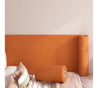 Koncey Papier Peint Autocollant 65 x 280 CM Lin de Tissu Texturé Revetement Mural Adhesif pour Le Salon Chambre à Coucher 4 MM Thermique Panneaux Muraux Rembourrés Anti-Collision(Orange)