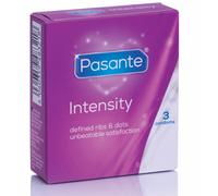 Kondom Pasante Intensity mit Rippen und Noppen 3 St. 19 x 5,2 cm