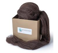 Kondoos Laine naturelle 227 g - Idéale pour le feutrage à l'aiguille, l'artisanat et le filage - Couleurs naturelles douces - Non teintées - Chocolat foncé - 227 g