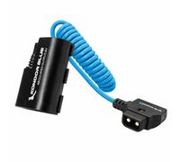 KONDOR BLUE | Câble D-Tap compatible avec batterie factice Canon LPE6 NH | Câble spiralé de 40,6 à 91,4 cm avec connecteur Smart D-Tap Protection contre l'inversion de polarité | Bleu