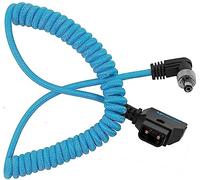 KONDOR BLUE | Câble D-Tap spiralé vers câble à angle droit CC de 2,5 mm | Câble de 40,6 à 81,3 cm, connecteur de verrouillage à angle droit, ultra durable, et en nylon tressé avec connecteurs