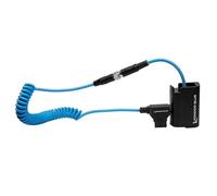 KONDOR BLUE | Câble de batterie factice spiralé D-Tap vers DMW-BLK22 pour Lumix S1RII/GH7/S5IIX/GH5/GH6 | 50,8 à 91,4 cm, ultra durable, et en nylon tressé avec connecteurs renforcés | Bleu