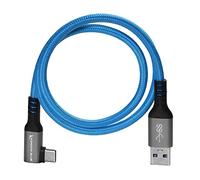KONDOR BLUE | Câble de données et de charge USB-A vers USB-C 3.0 à angle droit 3 A 60 W 5G | Ultra durable et en nylon tressé avec connecteurs métalliques renforcés | Bleu