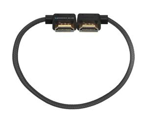 KONDOR BLUE | Câble droit HDMI complet angle droit vers gauche 30,5 cm | Capacités 3D 4K, 60 Hz, HDMI 2.0, 18 Gbit/s, métadonnées HDR et ultra durable : nylon tressé avec connecteurs renforcés | Noir