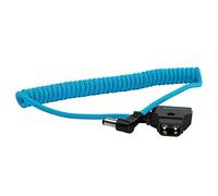 KONDOR BLUE | Câble spiralé D-Tap vers DC à angle droit (5,5 x 2,5 mm) compatible avec Canon C70 et Atamos | 40,6 à 81,3 cm, angle droit, ultra durable, et nylon tressé avec connecteurs renforcés |