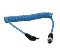 KONDOR BLUE | Câble spiralé DC 2,1 mm à angle droit mâle vers mâle | Moniteur d'alimentation de 40,6 à 81,3 cm, lumières, accessoires et plus | Bleu