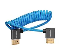 KONDOR BLUE | Câble spiralé HDMI 2.0 à angle droit tressé de 30,5 cm à 61 cm | Type A mâle vers mâle, 3D, 4K 60 Hz, 18 Gbit/s, HDR | Pour moniteurs et enregistreurs sur caméra et plus encore | Bleu