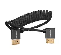 KONDOR BLUE | Câble spiralé HDMI 2.0 à angle droit tressé de 30,5 cm à 61 cm | Type A mâle vers mâle, 3D, 4K 60 Hz, 18 Gbit/s, HDR | Pour moniteurs et enregistreurs sur caméra et plus encore | Noir