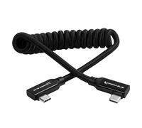 KONDOR BLUE | Câble USB-C spiralé à double angle droit de 30,5 à 61 cm pour enregistrement et chargement SSD | Données 8K, PD 100 W, USB 3.2 20 Gbit/s pour appareils photo, moniteurs, iPhone 17/16/15