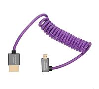 KONDOR BLUE x Gerald Undone Câble micro HDMI vers HDMI 30,5 à 61 cm tressé enroulé (angle droit) | 4K 60 Hz, 18 Gbit/s, HDR, vidéo 3D et nylon tressé avec connecteurs renforcés | Violet