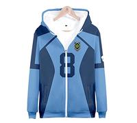 KONDZ Anime Blue Lock 3D Print Zip Up Women/Hommes Sweat-Shirt Sweat-Shirt Hip Hop Isagi Yoichi Cosplay Cosplay Zipper Hooded Veste M Manteaux