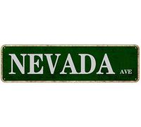 KoneFeco Nevada Avenue Poster vintage Décoration murale Décoration murale Plaque rétro en étain 40,6 x 10,2 cm Plaque en métal 25
