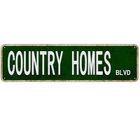 KoneFeco Plaque en métal vintage « Country Homes Boulevard » - Panneau rétro en aluminium - Panneau rustique pour maison, jardin, cour, pub, club - 40,6 x 10,2 cm