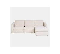 KONEKT - Canapé modulable 3 places beige avec pouf