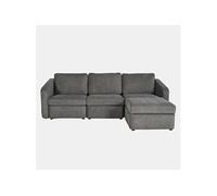 Konekt - Canapé Modulable 3 Places Gris Foncé Avec Pouf Gris