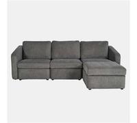 KONEKT - Canapé modulable 3 places gris foncé avec pouf