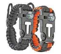 Konesky 2 avec Bracelet de Survie,Survival Bracelet, 5 en 1 Paracord Bracelets Kit d'urgence Boussole Whistle Fire Starter pour Hommes Femmes Enfants pour la Randonnée, Le Camping, Les Voyages