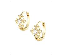 KONFEN 1 Paires Boucles D'Oreilles Femme, Piercing Boucles D'Oreilles Creole Forme Croix, Boucle Oreille Helix Cartilage Avec Brillant Zircone, Minimaliste Hypoallergénique Oreille Bijoux Cadeau Doré