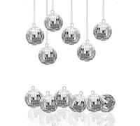 KONFEN 12 Mini Boules Disco Miroir, Kit Boule à Facettes Décoratives avec Corde, Disco Ball Suspendu Réutilisable pour Décoration de Fête Anniversaire Noël Maison