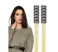 KONFEN 12 Pièces Hair Tinsel Mèches de Cheveux à Clipser, 50 CM Accessoires Paillettes Scintillantes pour Femme, Extensions de Cheveux avec Confort Clips Anti-Dérapants pour Fêtes Quotidien, Doré