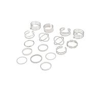 KONFEN 16 Pièces Bagues Femme Empilables, Ensemble de Bagues Articulées Ajustables en Alliage rétro réglable fantaisie minimalistes À assortir librement cadeau bijoux, Argenté