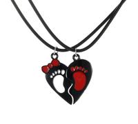 KONFEN 2 Pièces Collier Couple, Pendentif Magnétique en Forme D'empreinte en Acier Inoxydable, Pendentif Gothique Punk en Forme de Cœur avec Chaîne de Pendentifs en Alliage Réglable Cadeaux pour l'ami