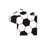 KONFEN 20 Pièces Serviettes Football, Motif Football Classique Noir et Blanc, Serviette Football, Decoration Anniversaire Foot, Décoration de Table Football Anniversaire, 33 x 33 cm
