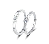 KONFEN 2PCS Zircon Cubique Couple Anneaux Set, Bague de Fiançailles Mariage Réglable Hypoallergénique pour hommes et femmes, Bague Couple Acier Inoxydable Classique Bijoux pour Anniversaire