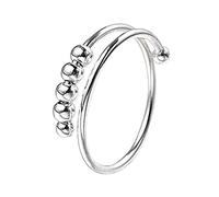 KONFEN Bague Anti Stress Femme Argent, Bague Argent Sterling 925 avec Perles, Bague d'Anxiete Réglable Ouverte bague Anxiete Femme Spinner Anneaux pour Femmes Fille Ado