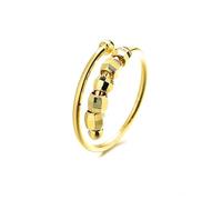 KONFEN Bague Anti Stress Femme Rotative Ajustable, Perles rotatives qui tourne fidget ring anxiete anneau tournante bijoux fantaisie Ouverture reglable Conception double couche réglable rotatif, Doré