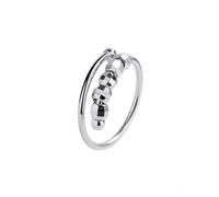 KONFEN Bague Anti Stress Femme Rotative Ajustable Perles rotatives qui tourne fidget ring anxiete anneau tournante bijoux fantaisie reglable Conception double couche réglable rotatif cadeau, Argenté