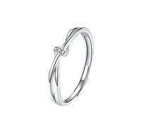 KONFEN Bague Argent 925 Femme, Bague Ajustable Reglable Ouverte avec Zircone, Une Bague Zircon Pouce Anneau Bagues Reglables Orteil Bijoux Simple pour Femme Fille